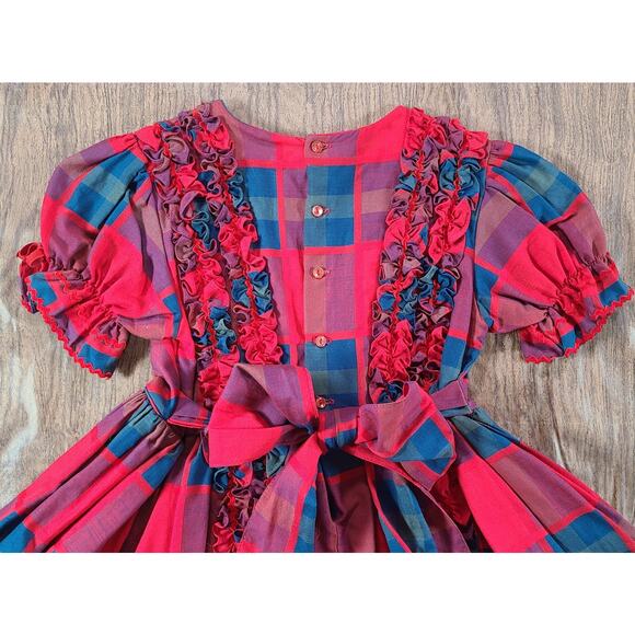 VINTAGE Martha's Miniatures Red Plaid Dress 6 Christmas Rare Full Circle Pageant - Picture 11 of 12